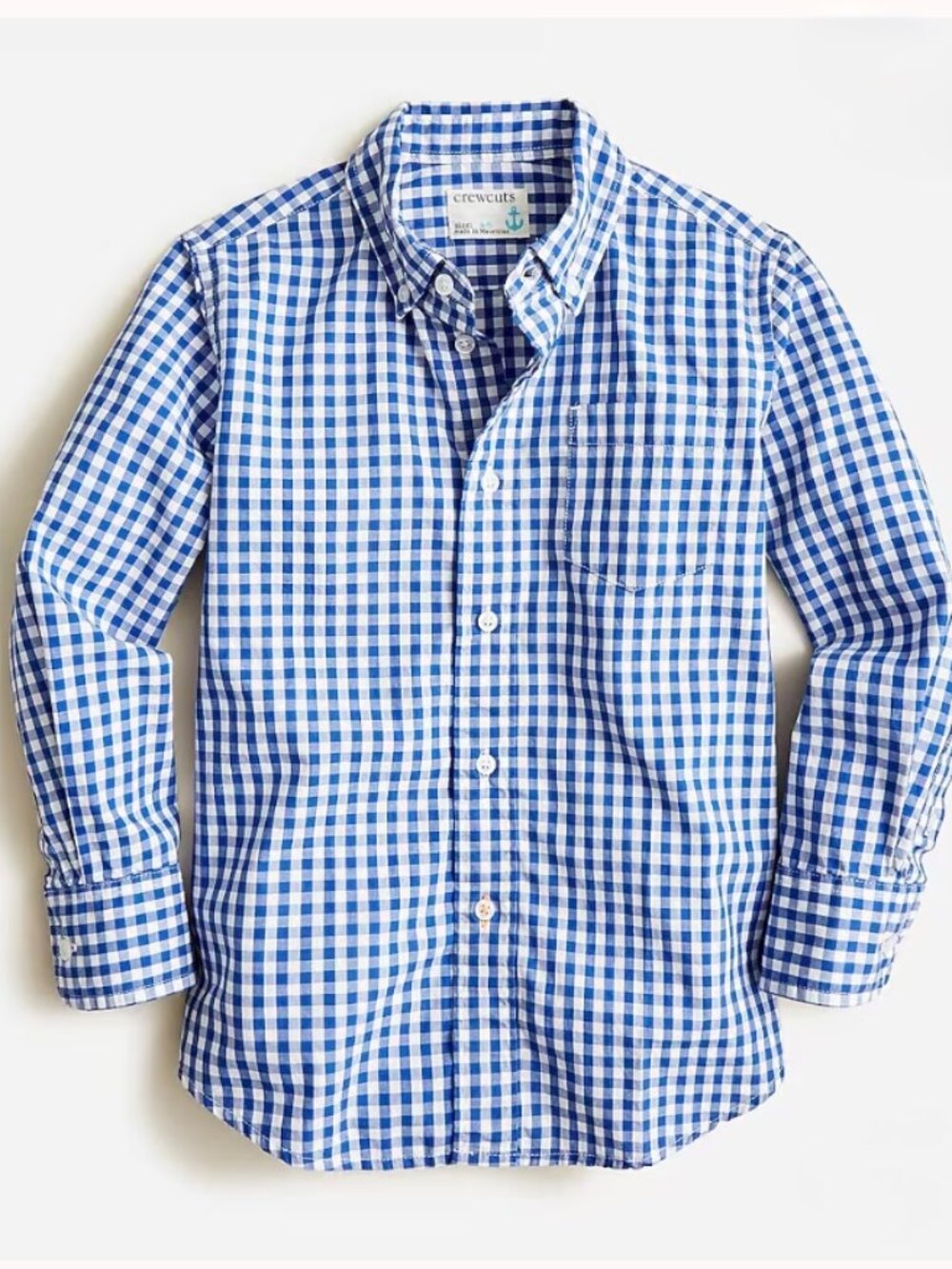 Crewcuts Kids Poplin Button-down in Blue Gingham - Size 6-7